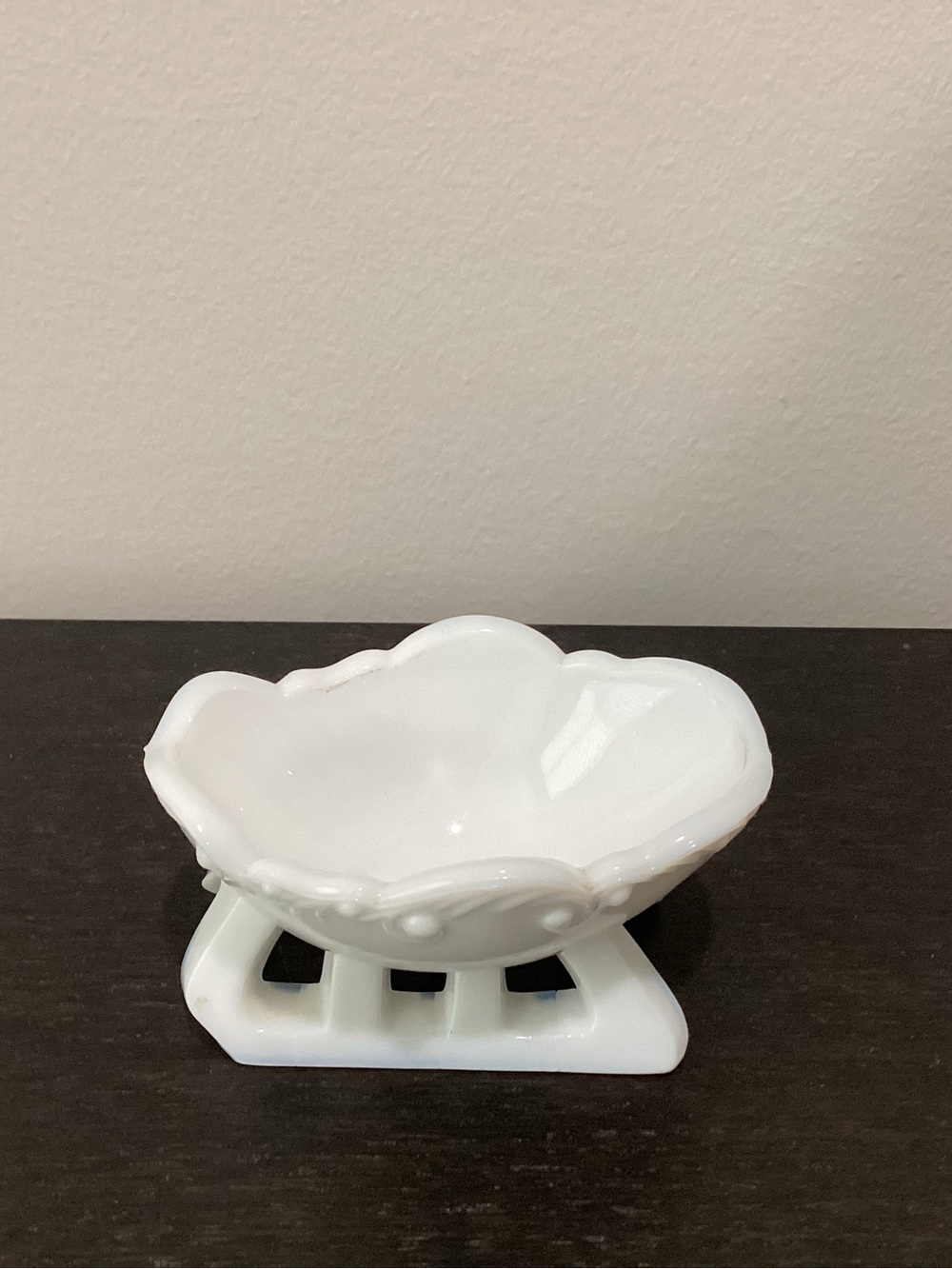 Vtg.White Milk Glass Westmoreland, Mid-Century Christmas Sleigh. H.S.A.